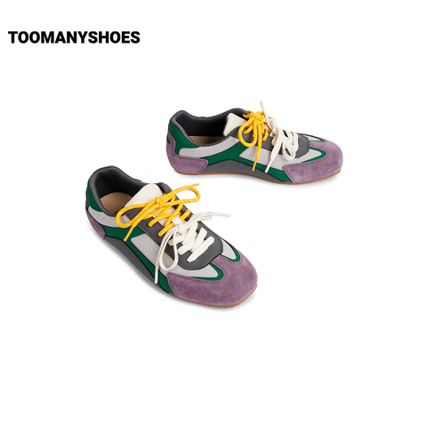 Toomanyshoes女鞋2025新款三色杯撞色时尚休闲运动跑鞋复古德训鞋