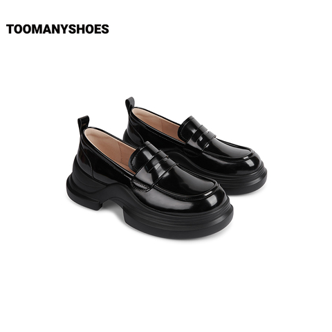 Toomanyshoes女鞋2025新款奶油小方学院风jk小皮鞋复古厚底乐福鞋