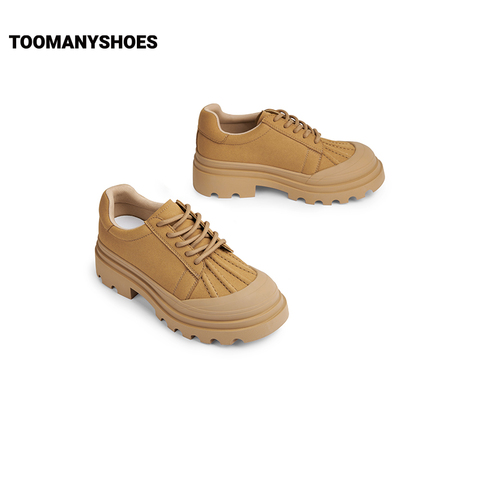 Toomanyshoes女鞋2025新款茶卡盐湖复古牛津鞋厚底增高运动休闲鞋