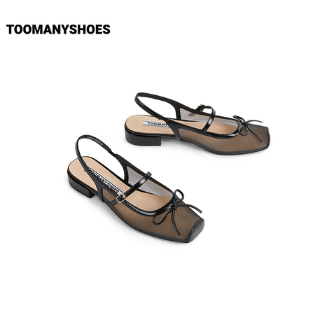 Toomanyshoes女鞋2025新款时尚旋律方头粗跟凉拖外穿后空包头凉鞋