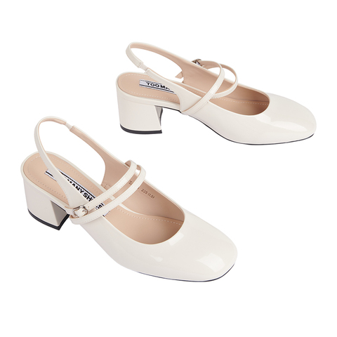 Toomanyshoes女鞋2025新款怦然心动粗高跟包头凉鞋银色复古玛丽珍