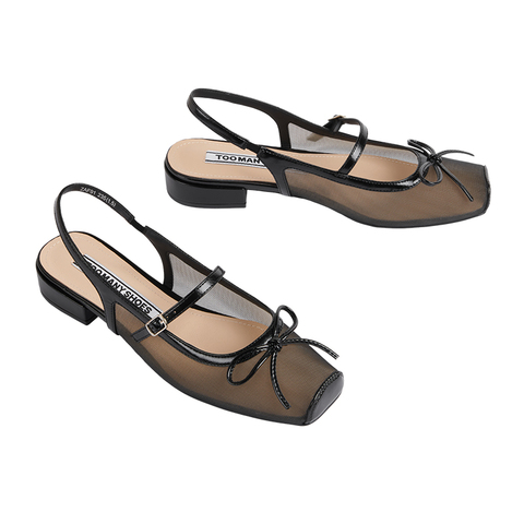 Toomanyshoes女鞋2025新款时尚旋律方头粗跟凉拖外穿后空包头凉鞋