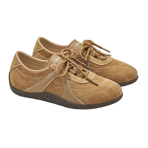 Toomanyshoes融化焦糖复古阿甘鞋德训鞋女跑鞋真皮运动休闲赛车鞋