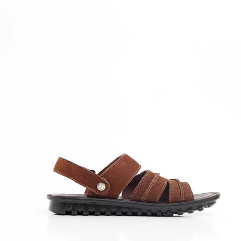 U.S. POLO ASSN. 美国马球协会 金属扣磨砂牛皮真皮男士沙滩凉鞋 棕色 X251296