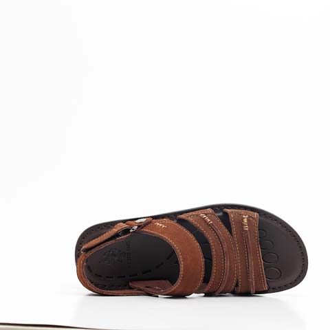 U.S. POLO ASSN. 美国马球协会 金属扣磨砂牛皮真皮男士沙滩凉鞋 棕色 X251296