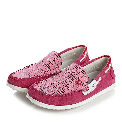 U.S.POLO ASSN./美国马球协会春秋季桃红牛皮/PU女小童满帮鞋L70281
