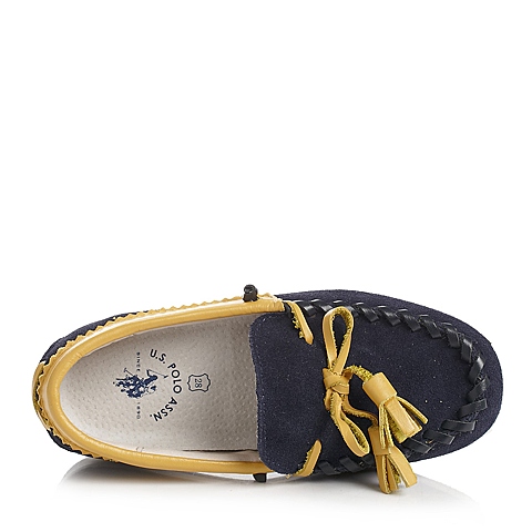 U.S.POLO ASSN./美国马球协会春秋季深蓝牛皮男小童满帮鞋L70373