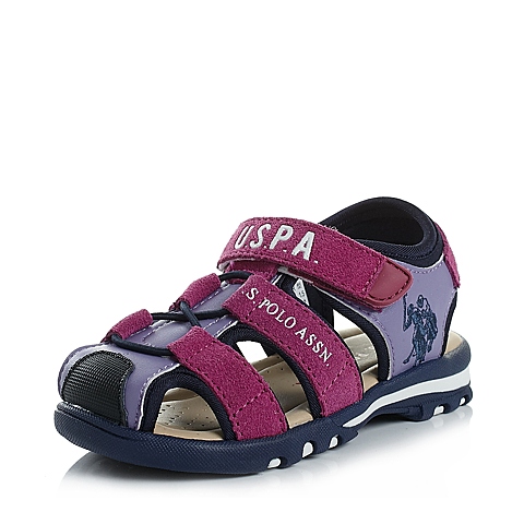 U.S.POLO ASSN美国马球协会夏季PU+织物女小童凉鞋时尚凉鞋L50011