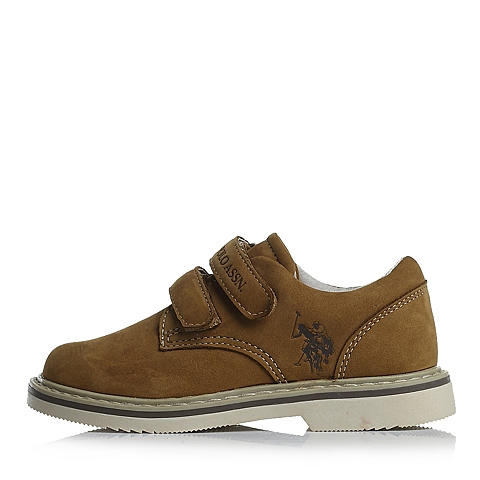 U.S.POLO ASSN./美国马球协会春秋季啡色牛皮男小童皮鞋满帮鞋L50161