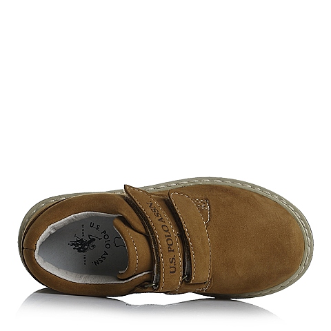 U.S.POLO ASSN./美国马球协会春秋季啡色牛皮男小童皮鞋满帮鞋L50161