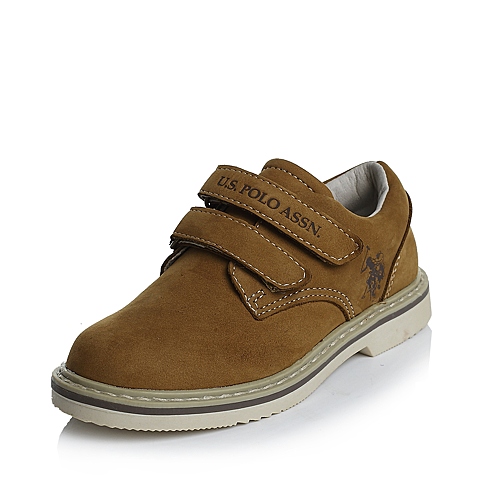 U.S.POLO ASSN./美国马球协会春秋季啡色牛皮男小童皮鞋满帮鞋L50161