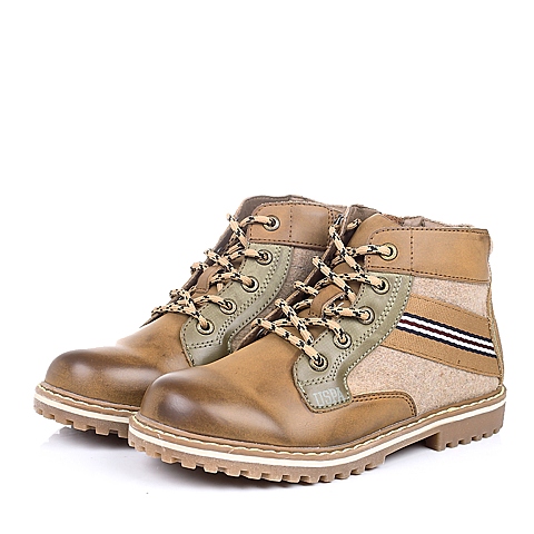 U.S.POLO ASSN./美国马球协会春秋季啡色PU男小童皮鞋满帮鞋L50172