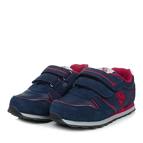 U.S.POLO ASSN./美国马球协会春秋季蓝色PU男小童皮鞋满帮鞋L50173