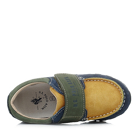U.S.POLO ASSN./美国马球协会春秋季蓝色牛皮男小童皮鞋满帮鞋L50174
