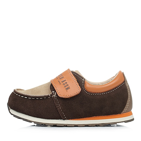 U.S.POLO ASSN./美国马球协会春秋季啡色牛皮男小童皮鞋满帮鞋L50174