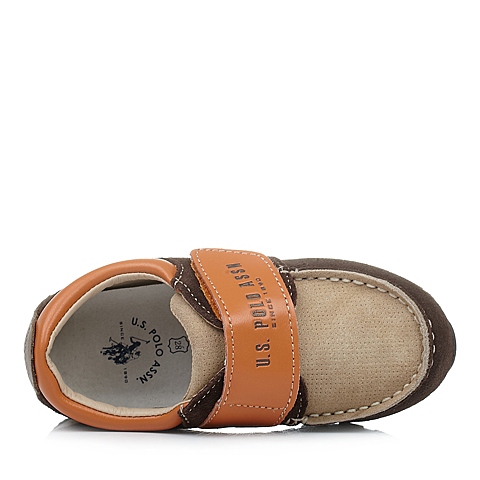 U.S.POLO ASSN./美国马球协会春秋季啡色牛皮男小童皮鞋满帮鞋L50174
