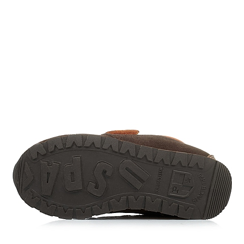 U.S.POLO ASSN./美国马球协会春秋季啡色牛皮男小童皮鞋满帮鞋L50174