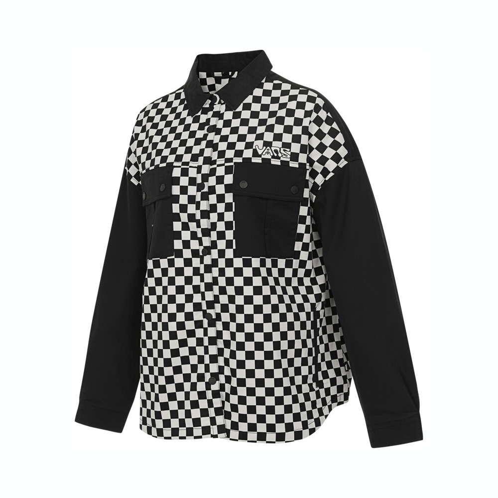 VANS范斯2025女子CHECKER BLOCKING SHIRT针织长袖衬衫VN000NFAEC5