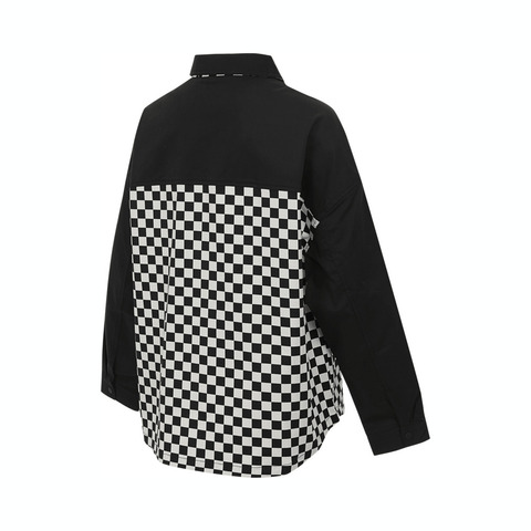 VANS范斯2025女子CHECKER BLOCKING SHIRT针织长袖衬衫VN000NFAEC5
