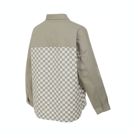 VANS范斯2025女子CHECKER BLOCKING SHIRT针织长袖衬衫VN000NFAEC6