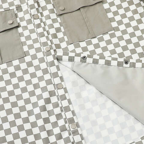 VANS范斯2025女子CHECKER BLOCKING SHIRT针织长袖衬衫VN000NFAEC6