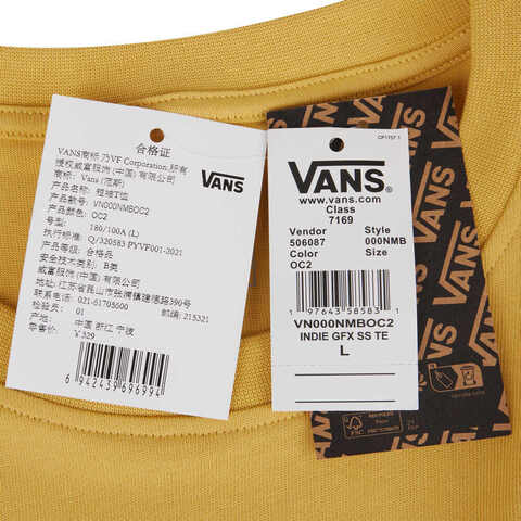 VANS范斯2025男子INDIE GFX SS TEE针织无领短TVN000NMBOC2