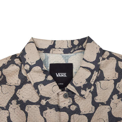 VANS范斯2025男子CAPYBARA AOP SHIRT短袖衬衫VN000RNNPLA