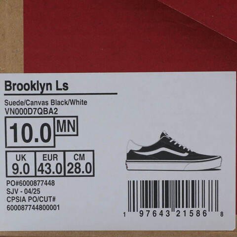 VANS范斯2025男子Brooklyn LSCLVN000D7QBA2