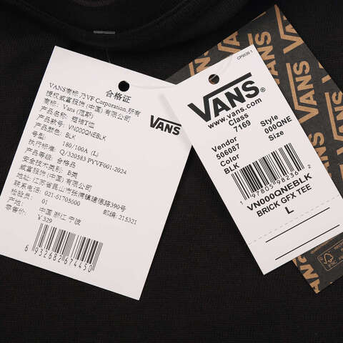 VANS范斯2025男子BRICK GFX TEE针织无领短TVN000QNEBLK