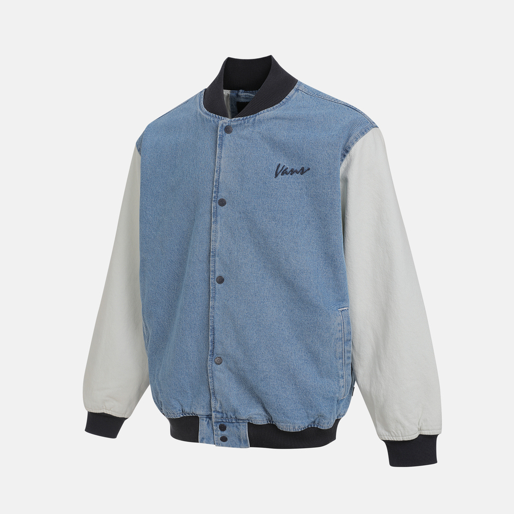VANS范斯2025男子Denim Baseball Jacket梭织连帽外套VN000P7ECDX