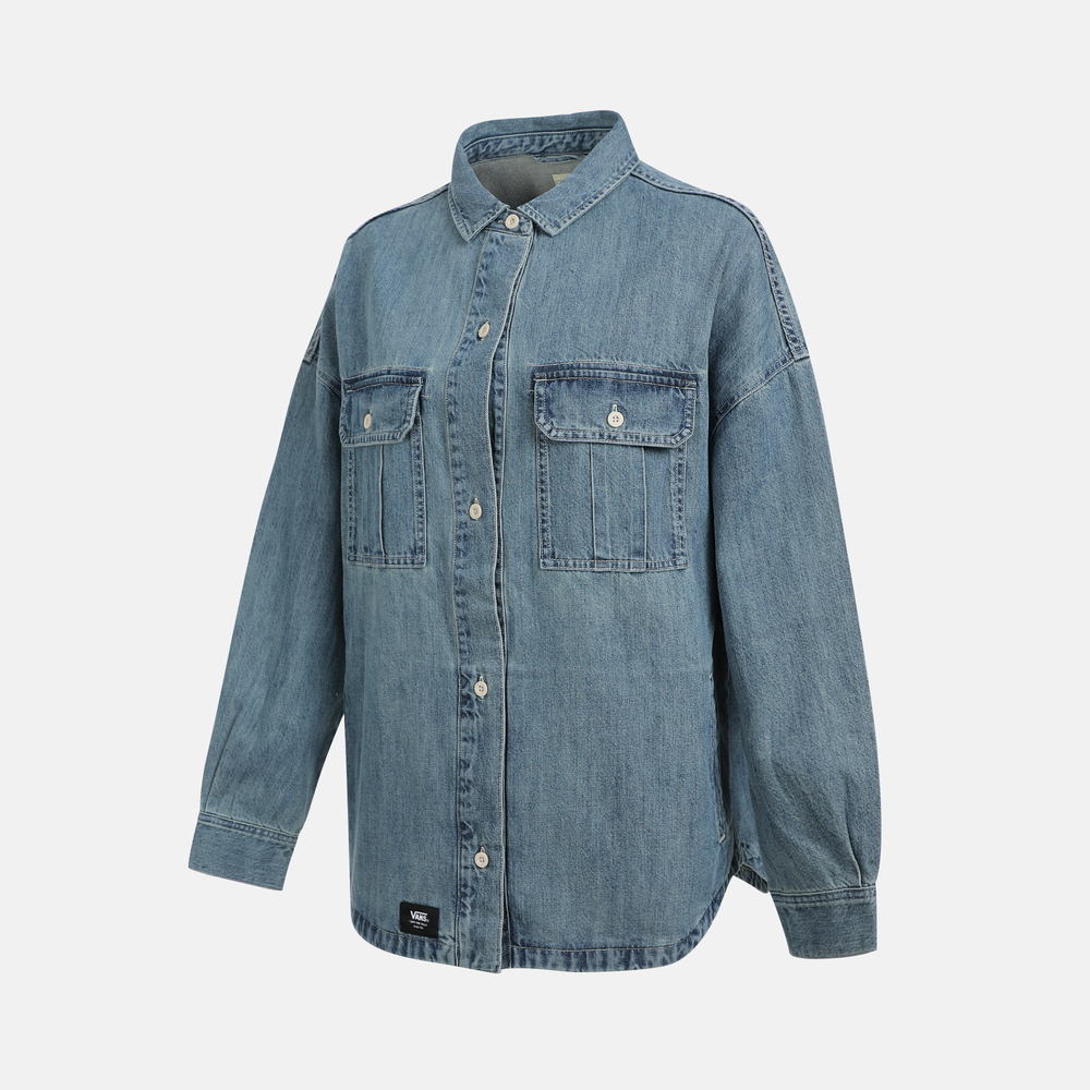 VANS范斯2025女子LOOSE DENIM SHACKET梭织长袖衬衫VN000QP3FAI