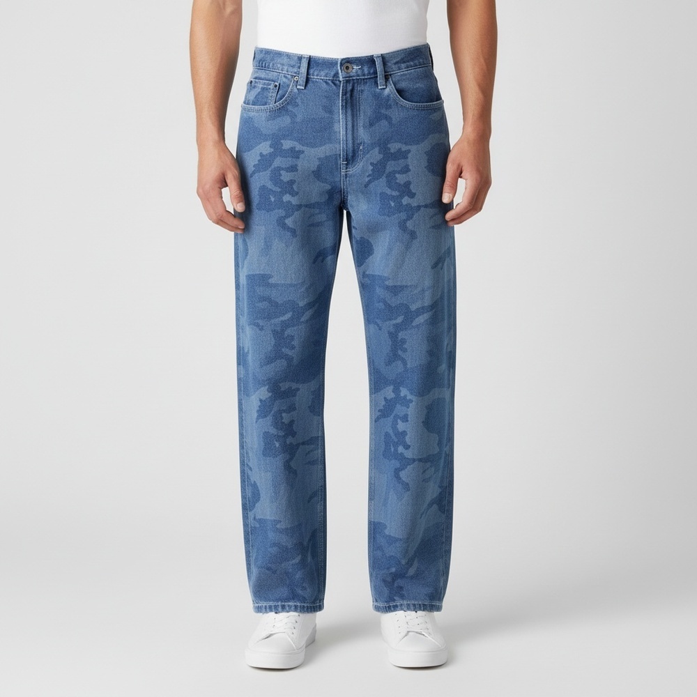 VANS范斯2025男子Check-5 Loose Camo Printed Denim Pant梭织长裤VN000PH8CDX