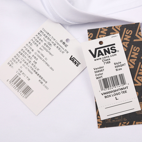 VANS范斯2025男子BOX LOGO TEE针织无领短TVN000QH7WHT
