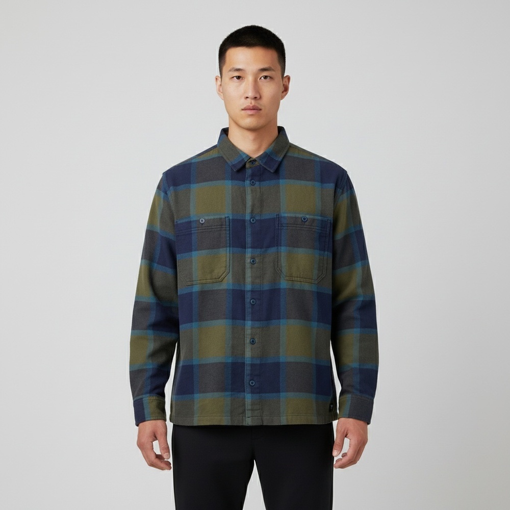 VANS范斯2025男子Larkspur Plaid Flannel梭织长袖衬衫VN000P7ZF0O