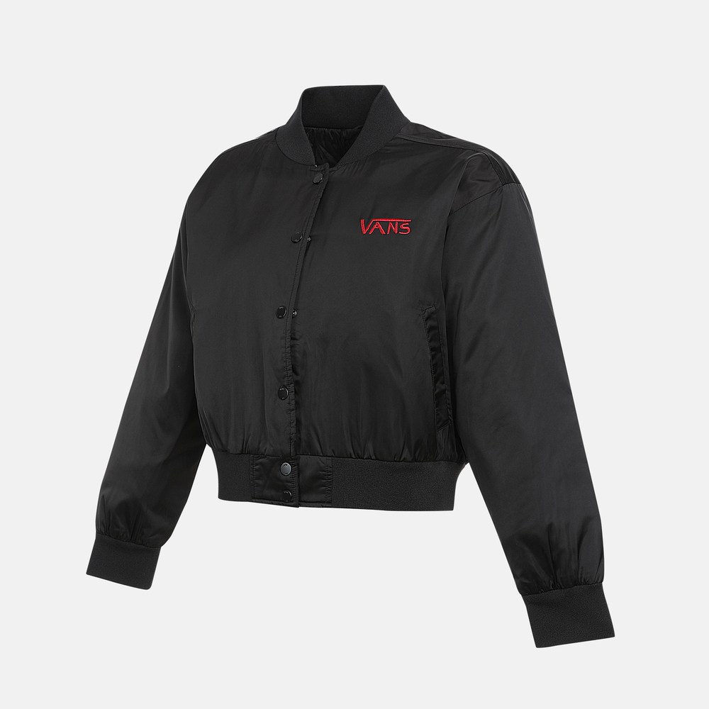 VANS范斯2025女子RIROO CROPPED BASEBALL JACKET薄棉服VN000TRZBLK