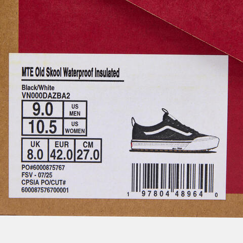 VANS范斯2025中性MTE Old Skool Waterproof InsulatedCLVN000DAZBA2