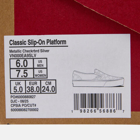 VANS范斯2025中性Classic Slip-On PlatformCLVN000EA9SLV