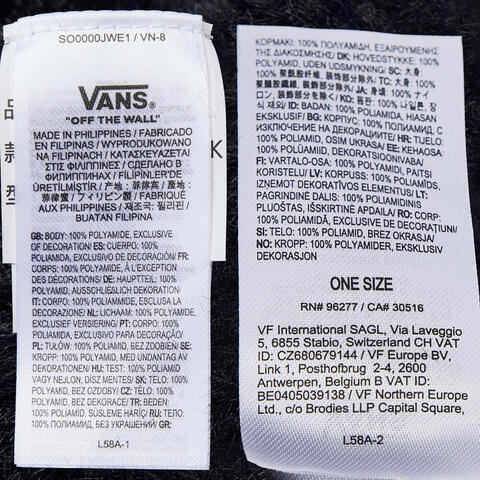 VANS范斯2025中性Van Doren Co. Cuff Beanie针织帽VN000QAWBLK