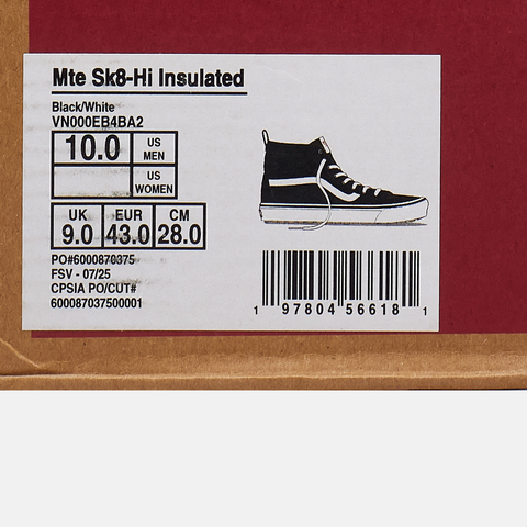 VANS范斯2025中性Sk8-Hi InsulatedCLVN000EB4BA2