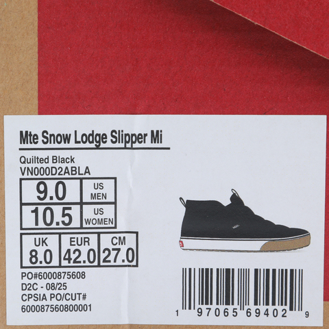 VANS范斯2025中性MTE Snow Lodge Slipper MidCLVN000D2ABLA