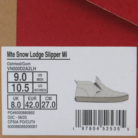VANS范斯2025中性MTE Snow Lodge Slipper MidCLVN000D2A2LH