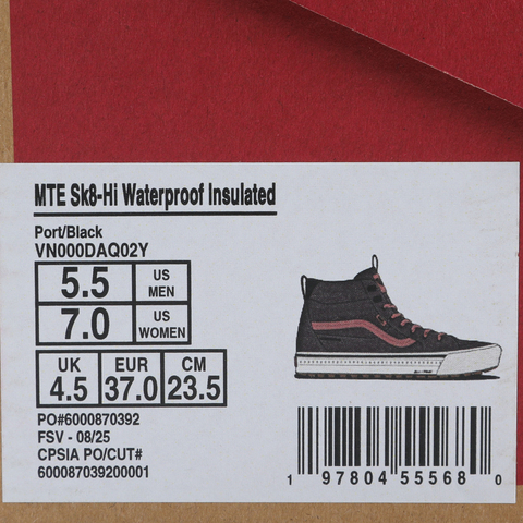 VANS范斯2025中性MTE Sk8-Hi Waterproof InsulatedCLVN000DAQ02Y