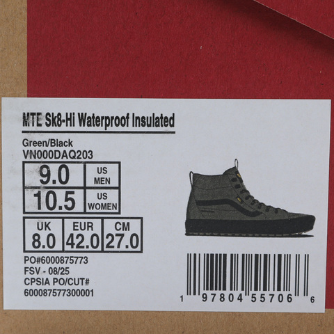 VANS范斯2025中性MTE Sk8-Hi Waterproof InsulatedCLVN000DAQ203