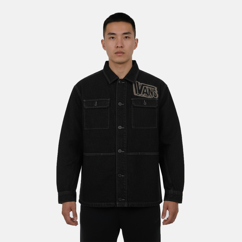 VANS范斯2025男子DENIM LOGO SHACKET梭织连帽外套VN000W54Q47