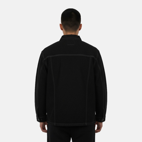 VANS范斯2025男子DENIM LOGO SHACKET梭织连帽外套VN000W54Q47